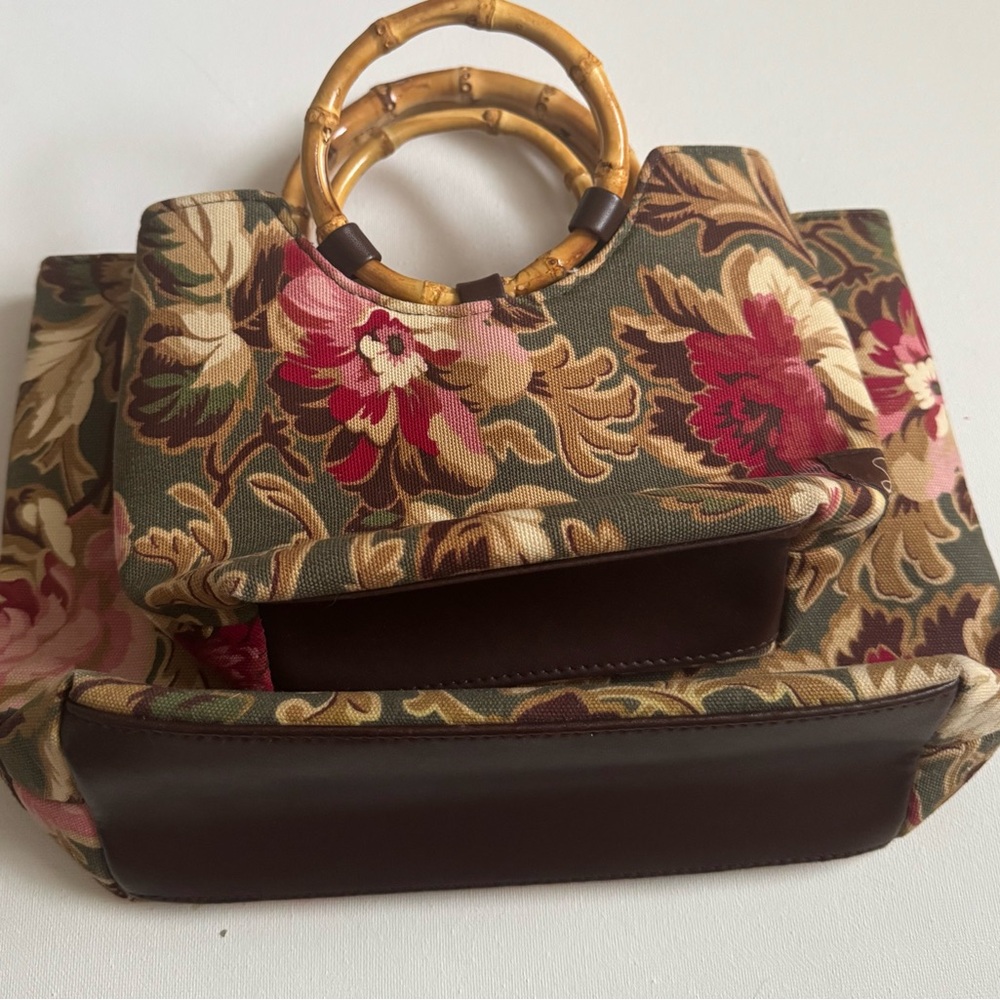 Mommy and me- Longaberger Sisters Floral Canvas Bag with Bamboo Handles - Picture 5 of 5